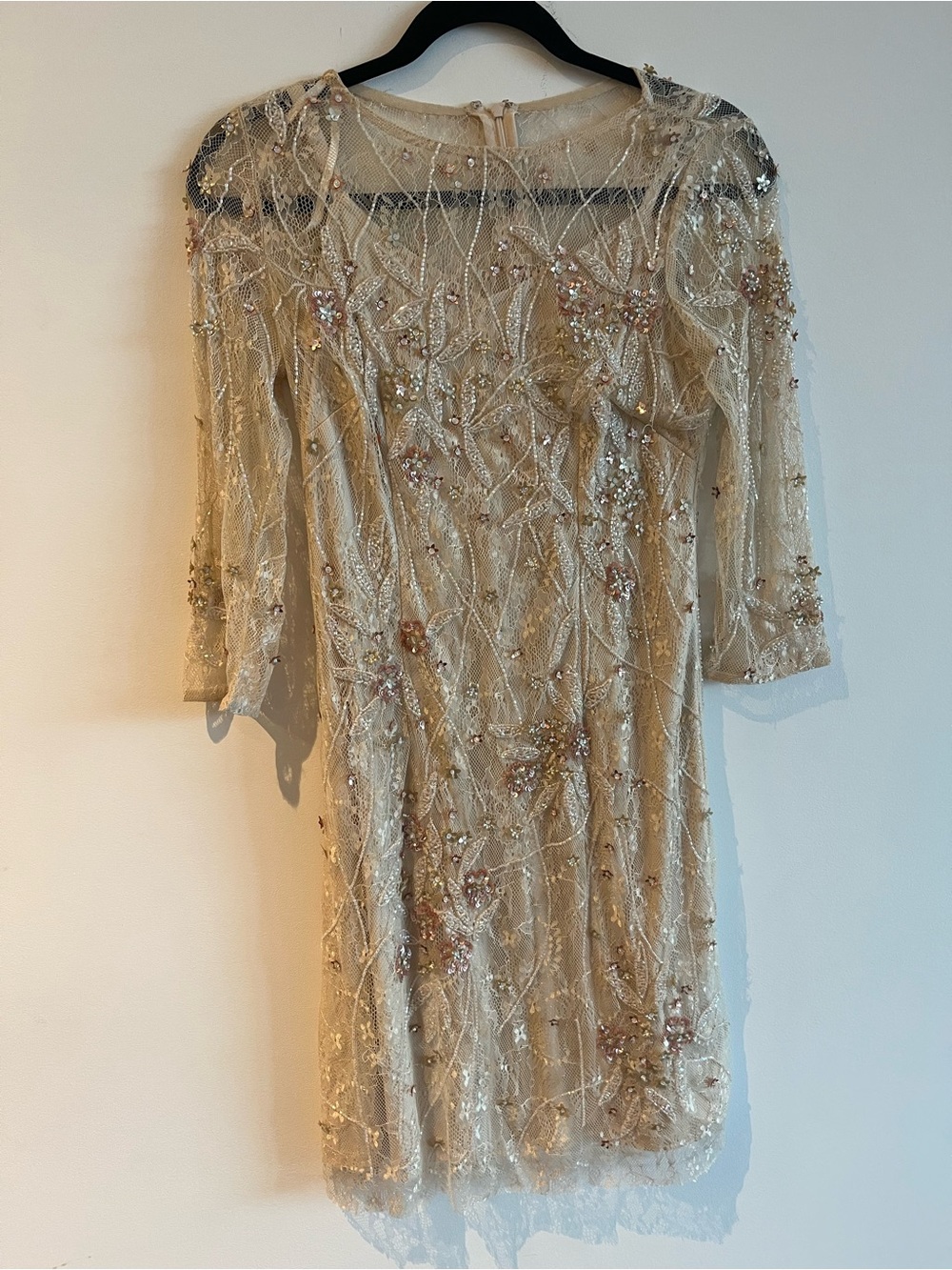 Aidan Mattox Embellished Cocktail Dress in Champagne